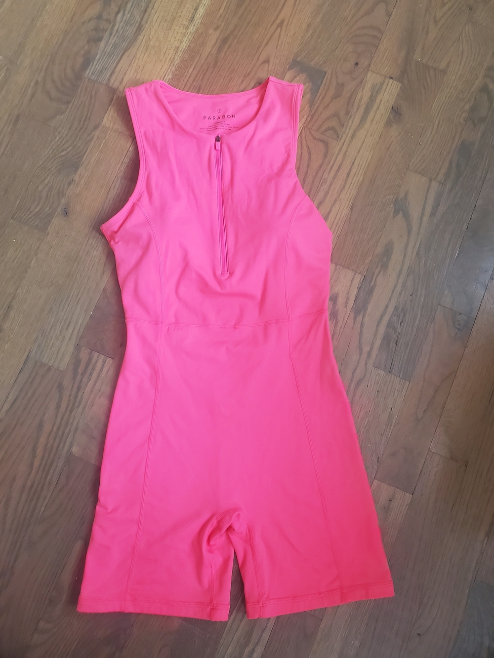 PARAGON Neon Coral/Pink Sleeveless Halter One-Piece Jumpsuit Romper
